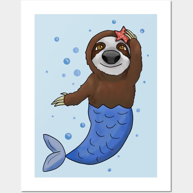 Sloth - mermaid Wall Art by Antiope